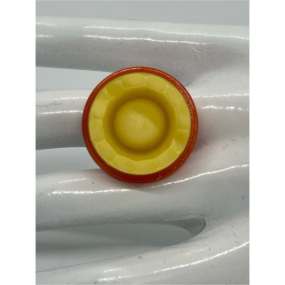 Hand Crafted Orange Yellow Buttons Repurposed Into Ring NWT